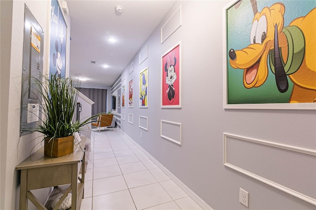 hallway with light tile patterned flooring