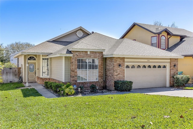 front facade featuring a garage and a front yard