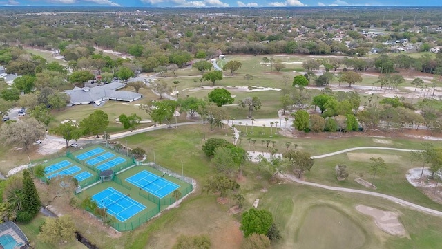 bird's eye view with view of golf course