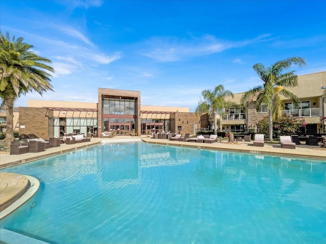 pool featuring an outdoor living space