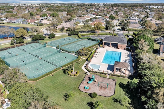 bird's eye view with a residential view