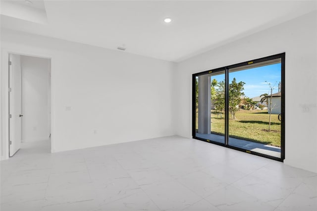 3924 NW 38th St, Cape Coral, FL 33993 - unfurnished room with marble finish floors and recessed lighting