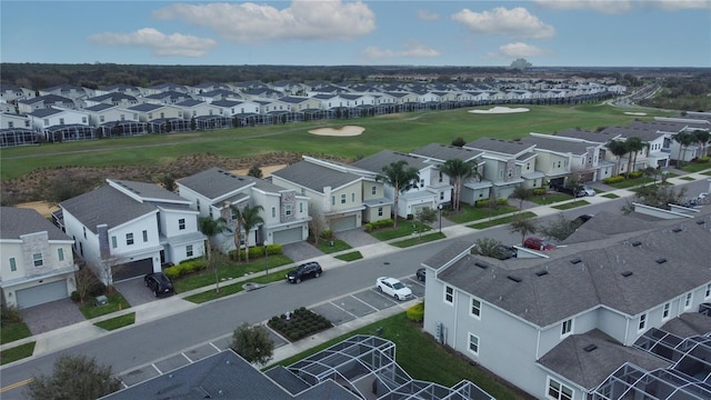 bird's eye view featuring a residential view and view of golf course