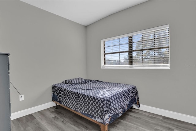 bedroom with wood-type flooring