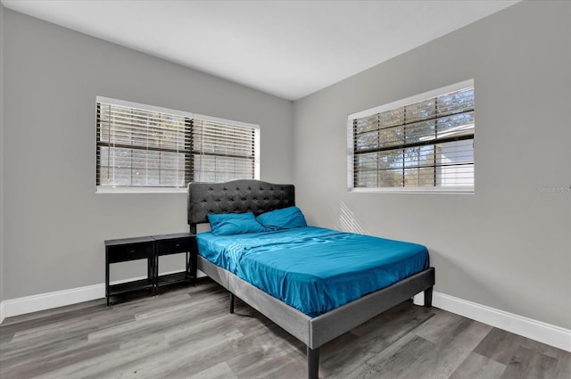 bedroom with wood-type flooring