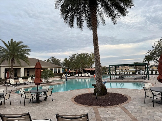 view of swimming pool featuring a patio