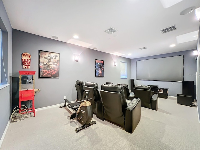 view of carpeted home theater room