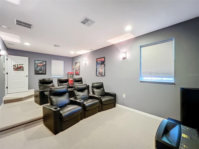 view of carpeted home theater room