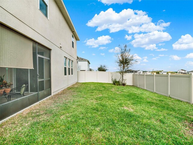 view of yard with a fenced backyard