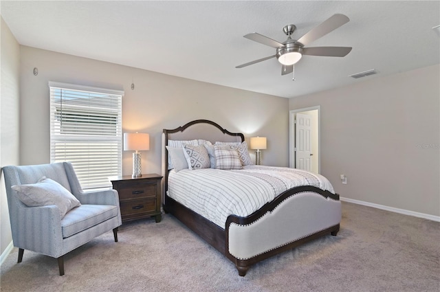 1546 Park Leah Cir, Apopka, FL 32712 - bedroom featuring visible vents, ceiling fan, light carpet, and baseboards