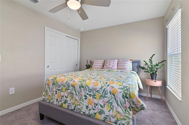 1546 Park Leah Cir, Apopka, FL 32712 - carpeted bedroom with a closet, a ceiling fan, and baseboards