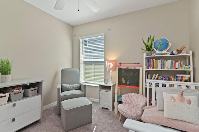 1546 Park Leah Cir, Apopka, FL 32712 - interior space featuring light carpet, ceiling fan, and baseboards