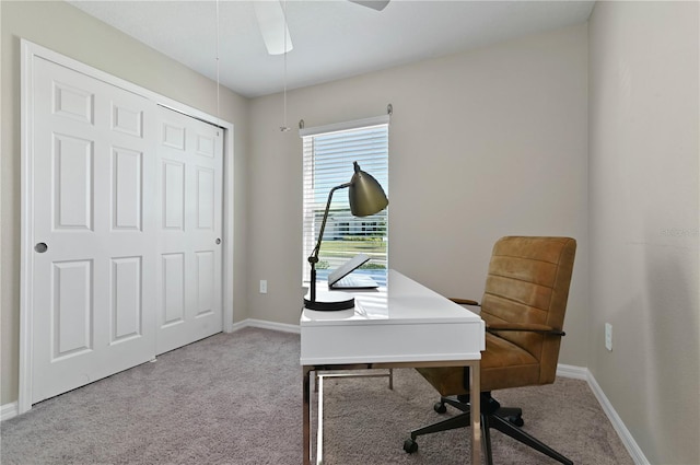1546 Park Leah Cir, Apopka, FL 32712 - office space featuring light colored carpet, ceiling fan, and baseboards