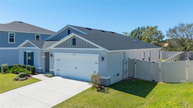 1546 Park Leah Cir, Apopka, FL 32712 - view of front of home with board and batten siding, a front yard, and fence