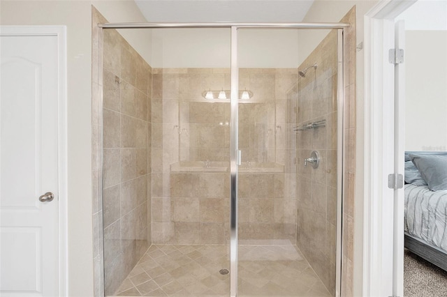 full bathroom with a stall shower and ensuite bath