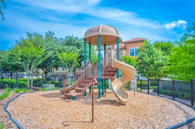 communal playground with fence