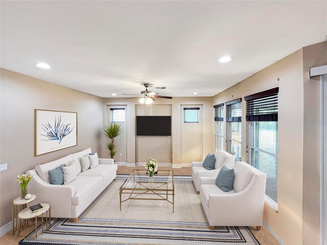 172 Balmy Coast Rd, Groveland, FL 34736 - living area with a ceiling fan and recessed lighting