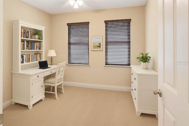 172 Balmy Coast Rd, Groveland, FL 34736 - office area with a ceiling fan and light carpet