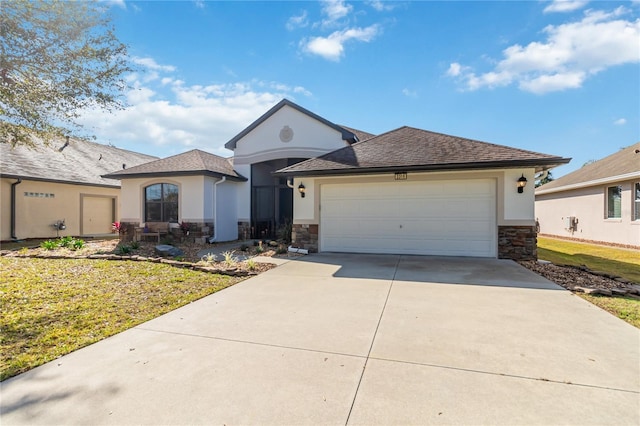 view of front of property with a garage