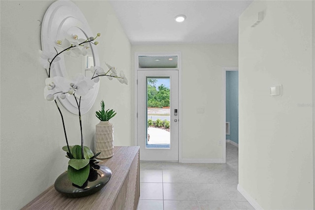 entrance foyer with light tile patterned flooring