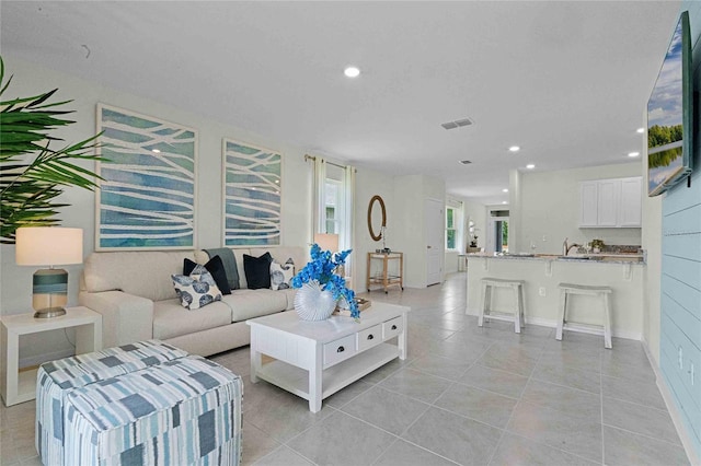 view of tiled living room