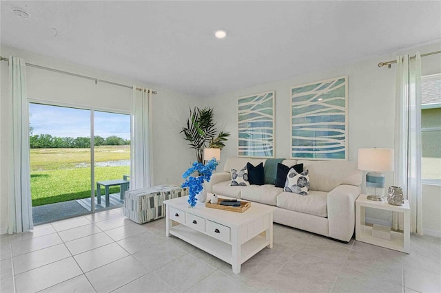 view of tiled living room