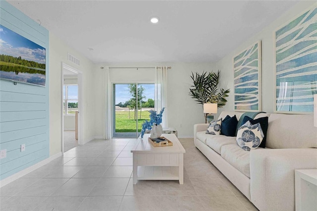 view of tiled living room