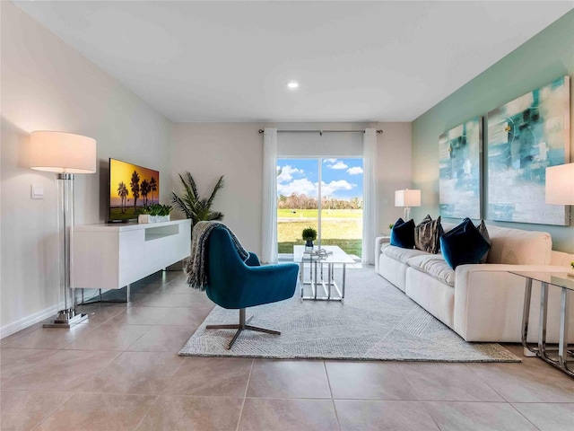 view of tiled living room