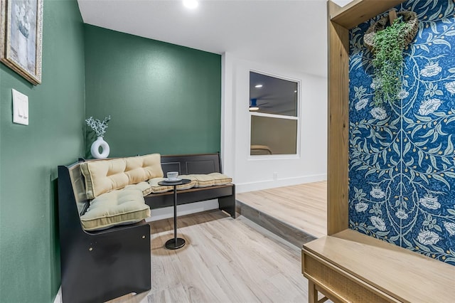 living area with wood-type flooring