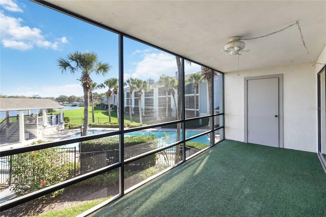 view of unfurnished sunroom