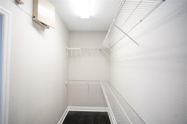 walk in closet with wood finished floors