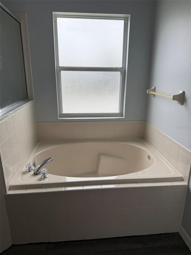 full bath featuring a wealth of natural light and a bath