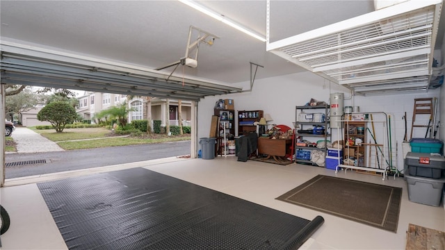 garage with a garage door opener