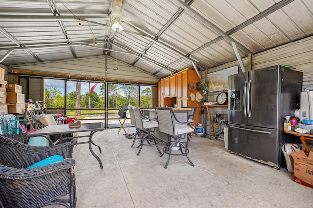 interior space featuring vaulted ceiling