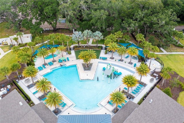 pool with a patio area