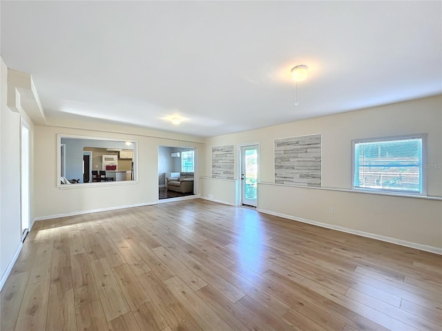 unfurnished living room with light hardwood / wood-style flooring