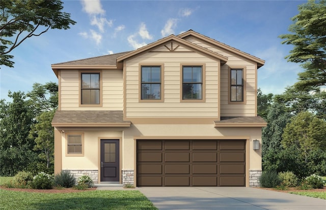 view of front of home with a garage