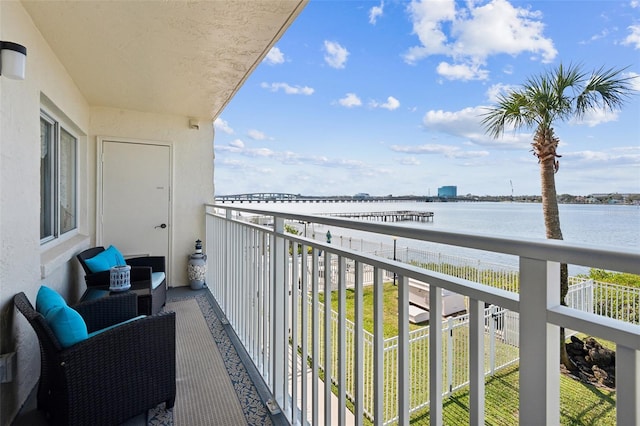 balcony with a water view