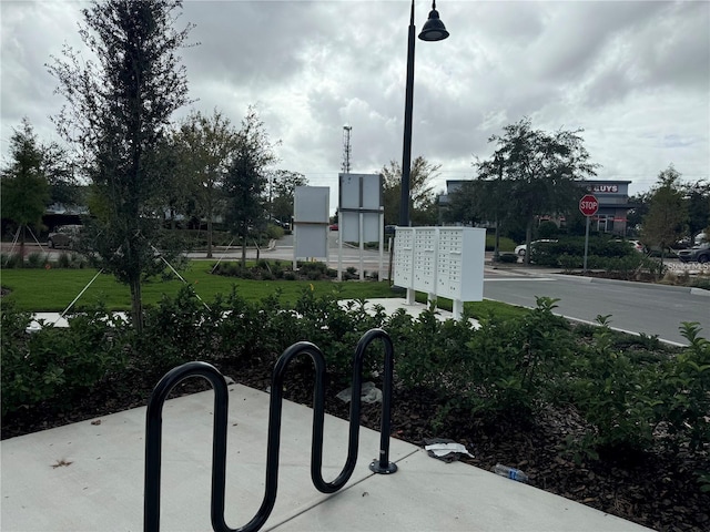 exterior space featuring a mail area