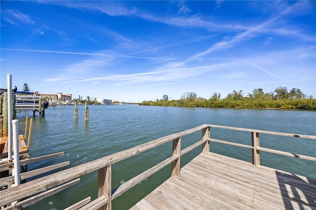 view of dock featuring a water view