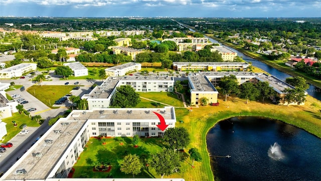 bird's eye view featuring a water view