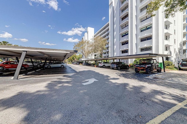 view of covered parking lot