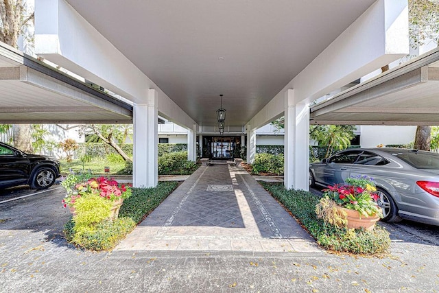 view of covered parking lot
