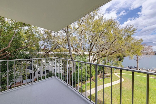 balcony with a water view