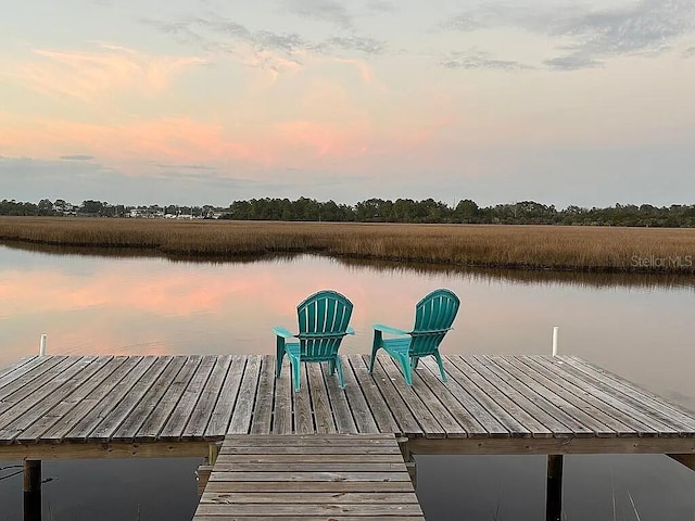 dock area featuring a water view