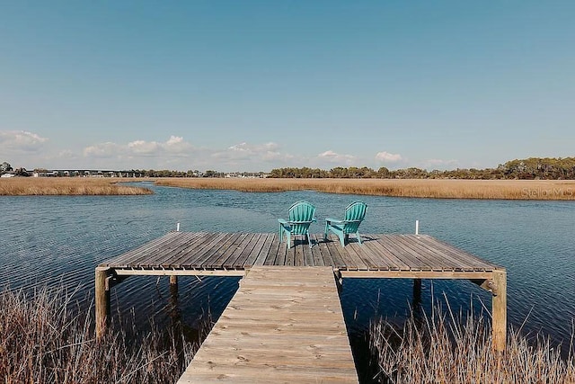 view of dock featuring a water view