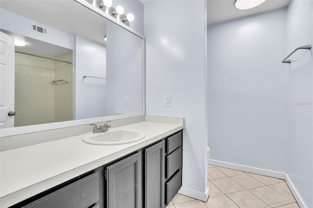 1008 Birkdale Trl, Winter Springs, FL 32708 - bathroom featuring toilet, vanity, visible vents, tiled shower, and tile patterned floors