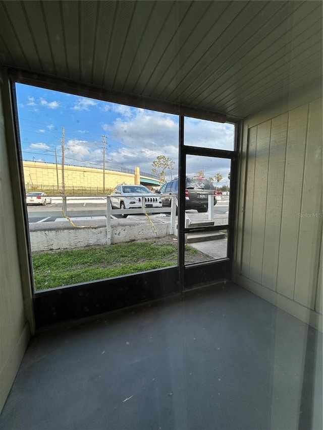 view of unfurnished sunroom