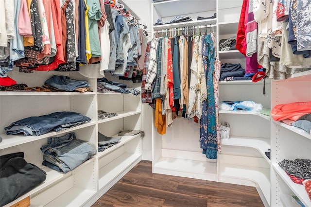 walk in closet featuring wood finished floors