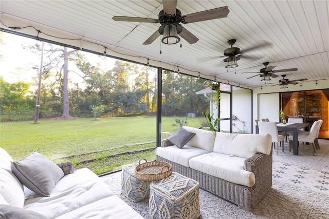 view of patio / terrace featuring an outdoor living space and ceiling fan